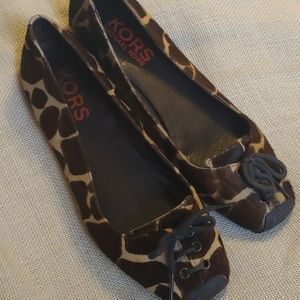 KORS MK Faux Fur Square Toe Flats